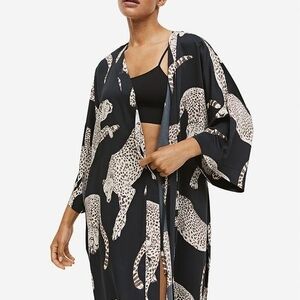 H&M Black and Tan Animal Print Kimono